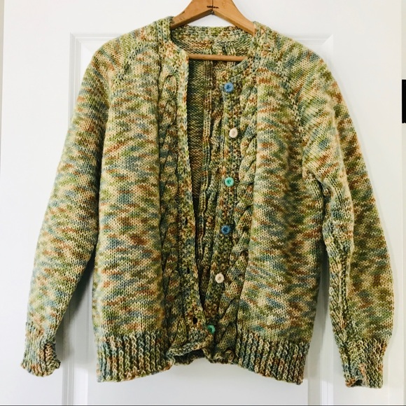 Hand Knit Cardigan w Cable Stitch Detail - Picture 6 of 7